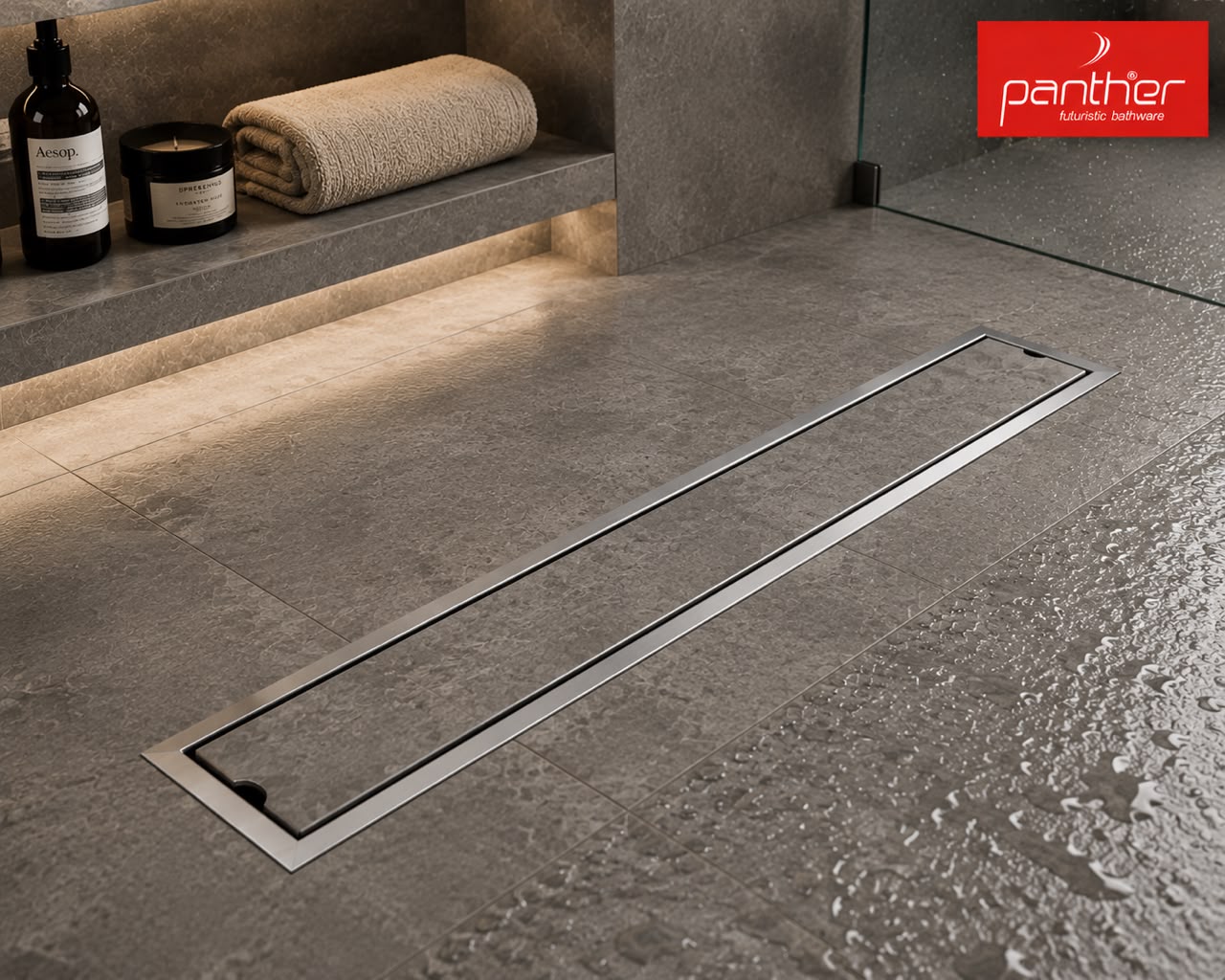 Panther Wave Shower Drain Channel | 24*4 Inches | 304 Stainless Steel